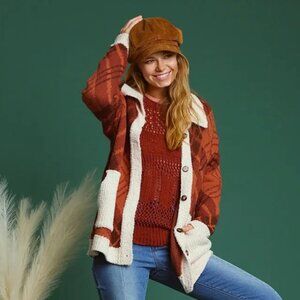 NWT Umgee+  Oversized Lightweight Pockets Casual Sherpa Accented Autumn Sweater